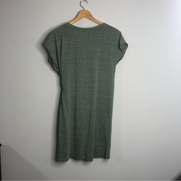 Poof Light Green T-shirt Dress Large Heathered Capped Short Sleeves Tie - Picture 3 of 6